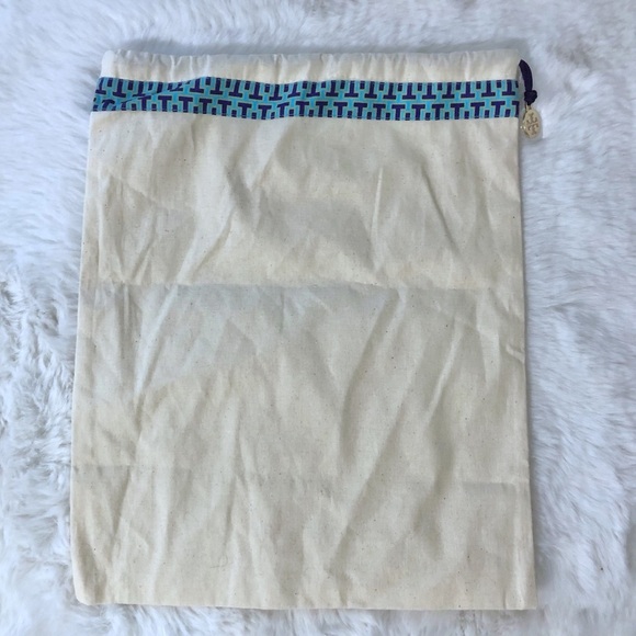 Tory Burch Cream and Blue Drawstring Bag - Picture 6 of 6